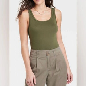 A NEW DAY scoop neck olive green tank top soft and stretchy NEW size XL